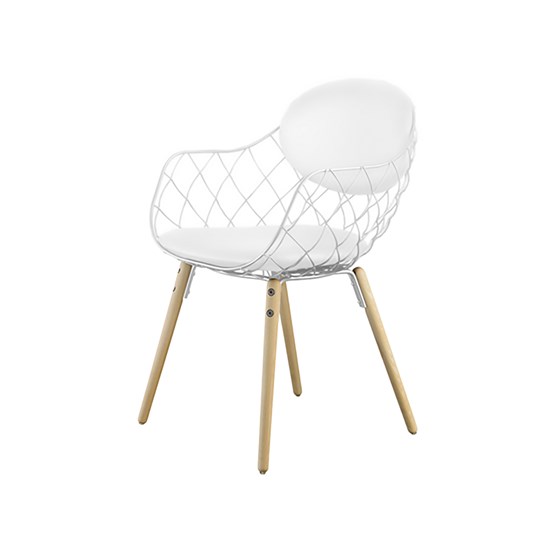 legs in natural wood - seat & cushion white