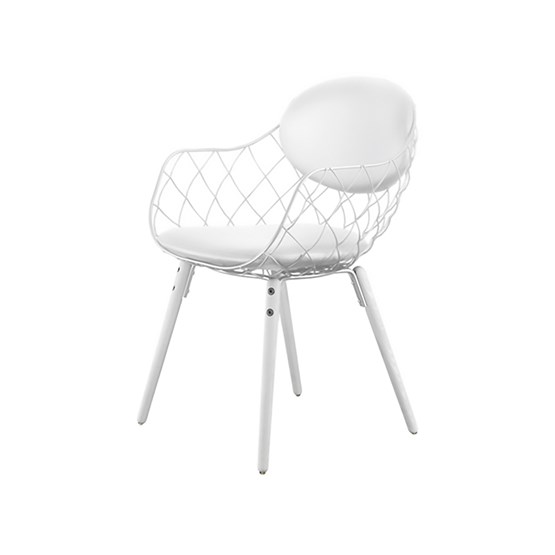 legs in wood painted white - seat & cushion in white leather