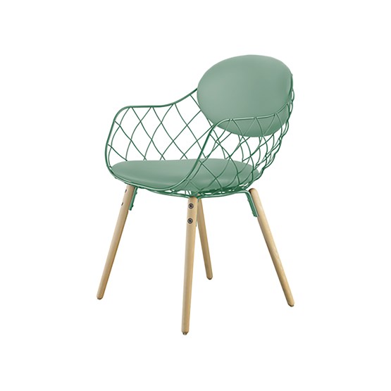 legs in natural wood - seat & cushion green