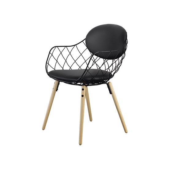 legs in natural wood - seat & cushion in black