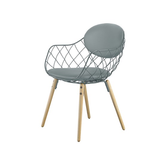 legs in natural wood - seat & cushion in grey