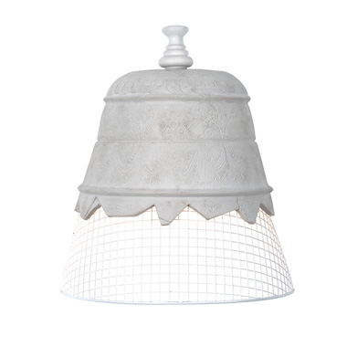white plaster + white wire netting