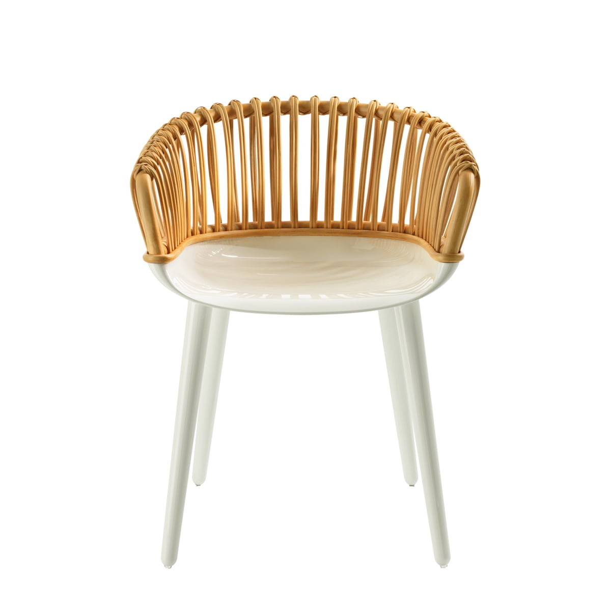 glossy white / wicker in natural colour