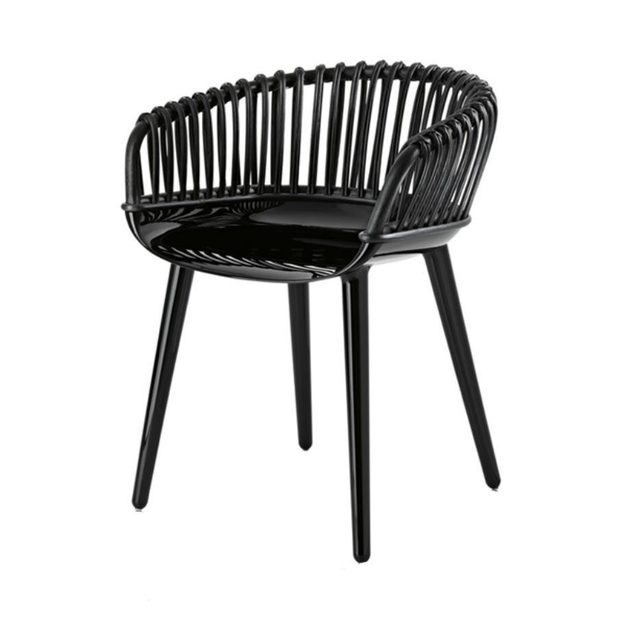 glossy black / wicker painted black 