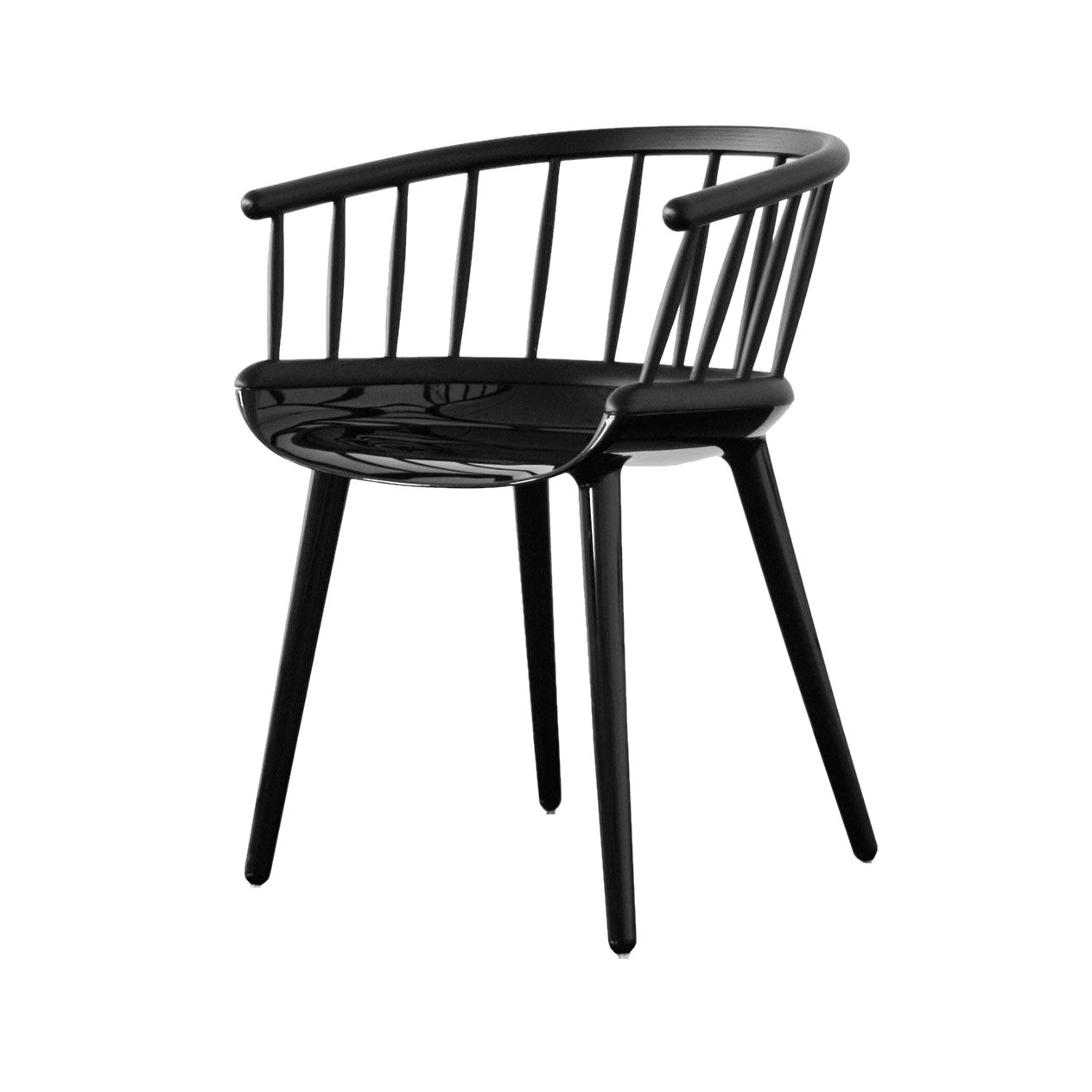 glossy black / ash wood painted black