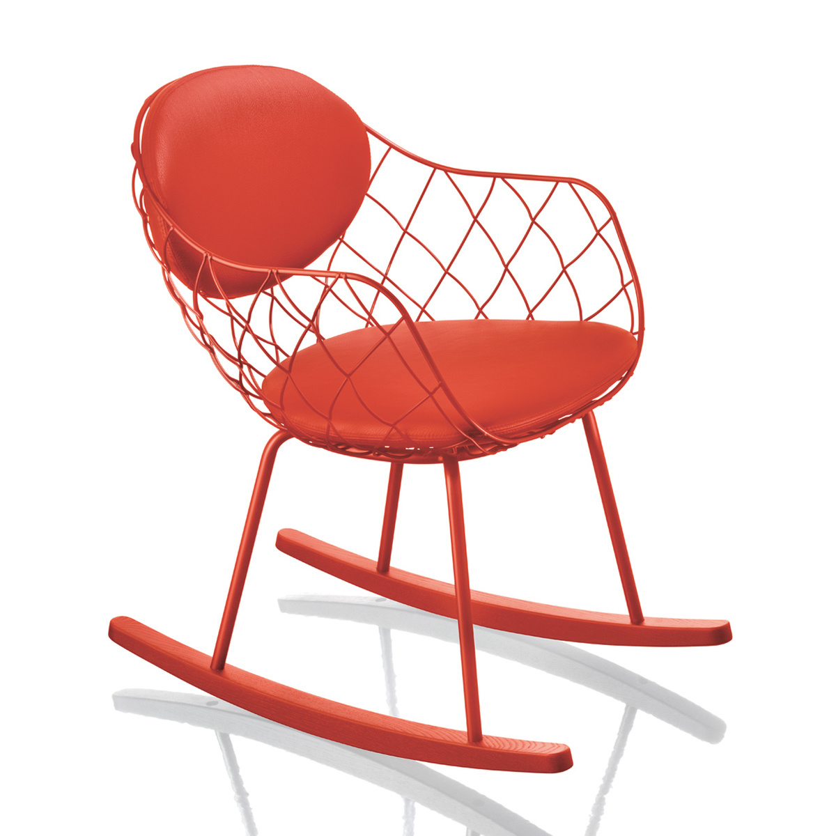 red frame / red fabric cushion