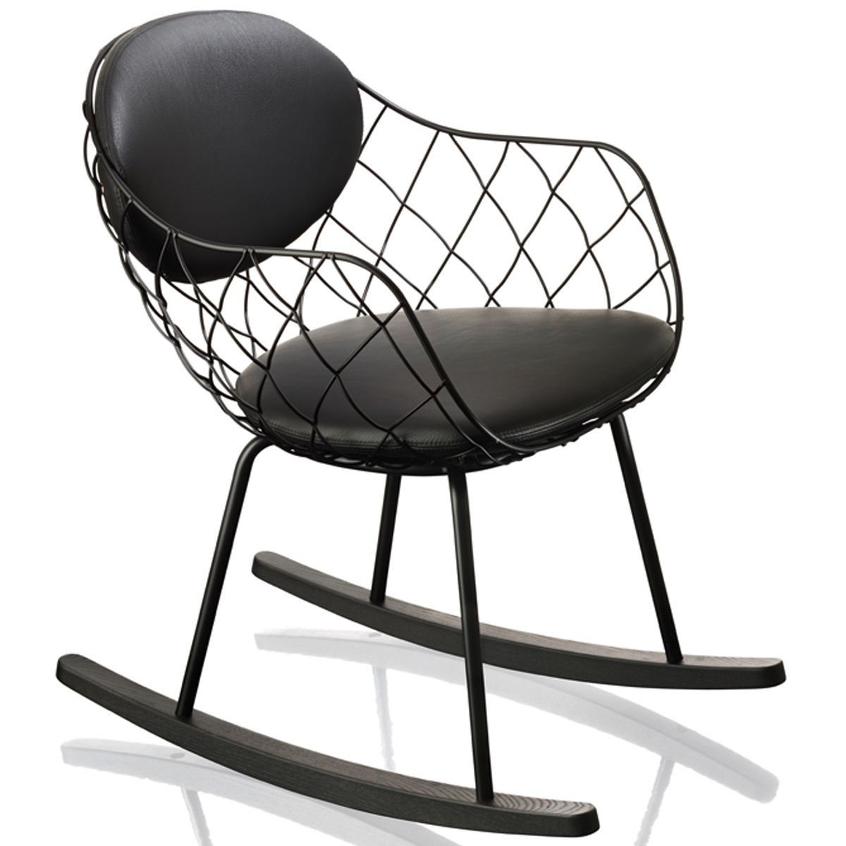 black frame / black leather cushion