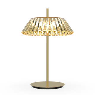 polished gold body - transparent amber glass