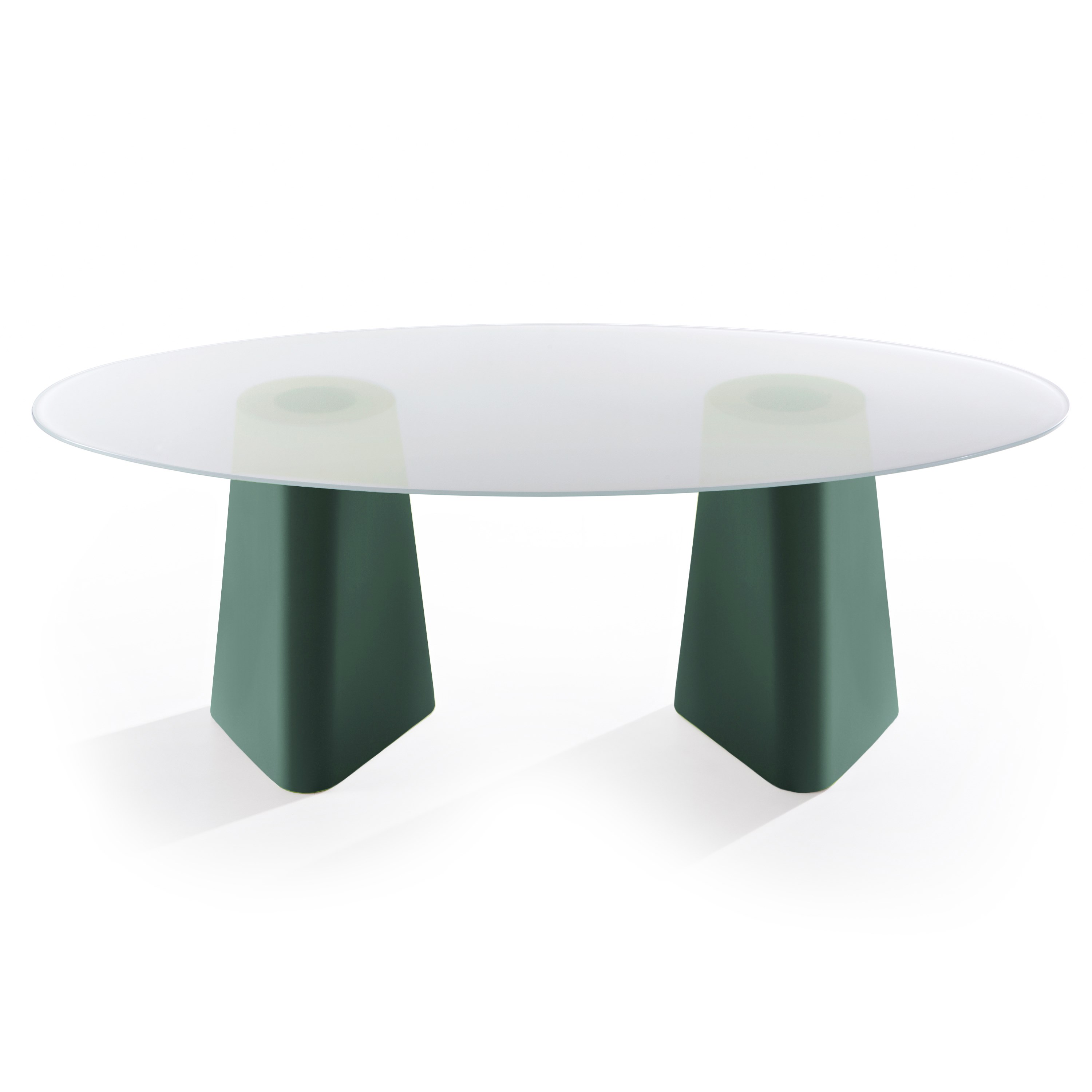 pine green base - white glass top