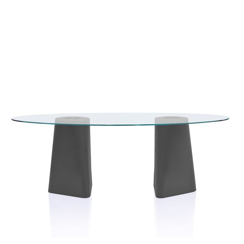 grey base - clear glass top 