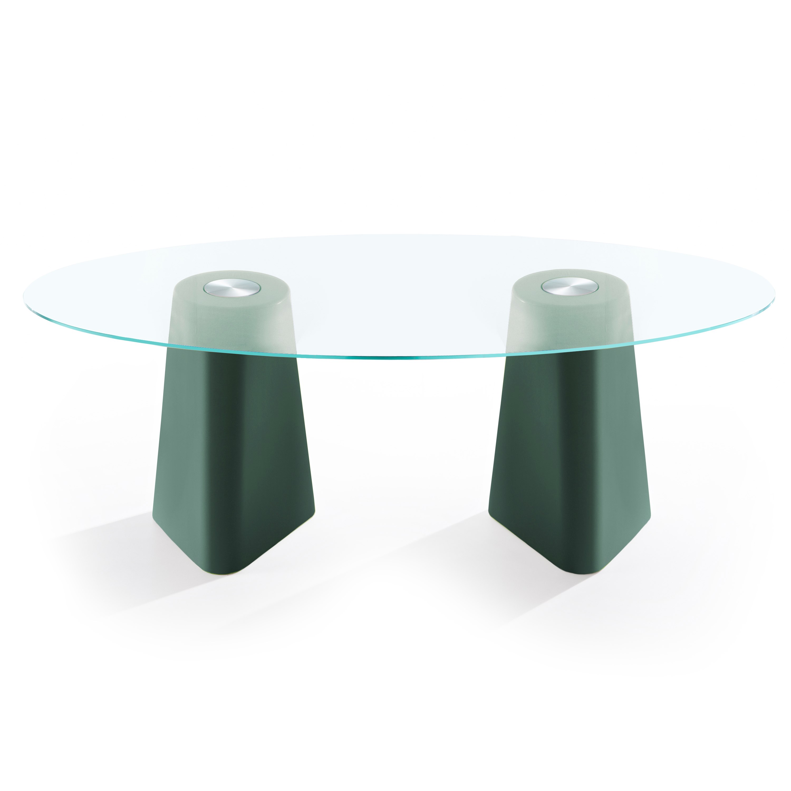 pine green base - clear glass top