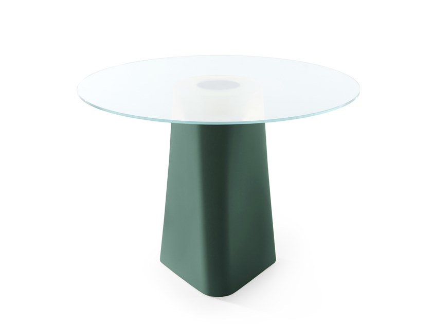pine green base / clear glass top (outdoor)