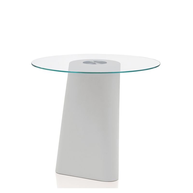 white easy clean base / clear glass top (outdoor)